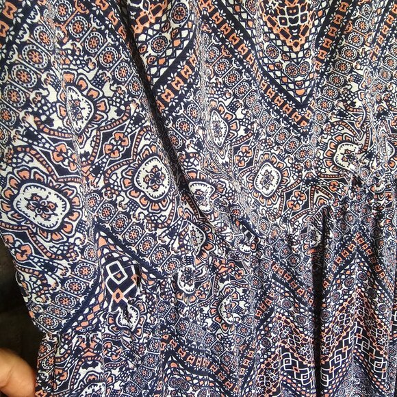 Love Ryan Sleeveless Dress – Small, Blue White Orange Geometric Print - Picture 3 of 4